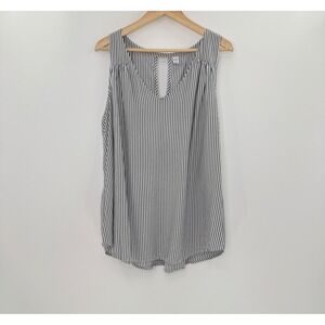 Old Navy Striped Tank Top Womens XXL Sleeveless V-Neck Keyhole Coastal Boho Flaw